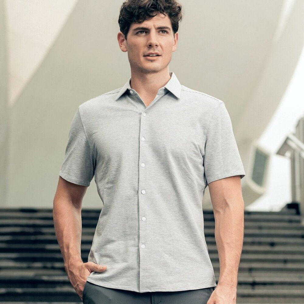 Minitry of Supply - Hybrid Seersucker Slim Short Sleeve Mens Shirt - L